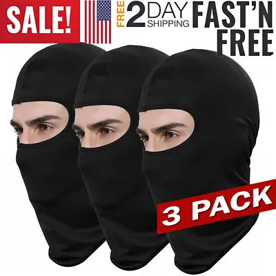 3-Pack Men Balaclava Black Full Face Mask Lightweight Motorcycle Warmer Ski Mask • $8.99