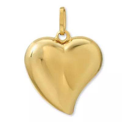 14k Yellow Gold Puffed Heart Charm Pendant Valentines Day Gifts • $176.97