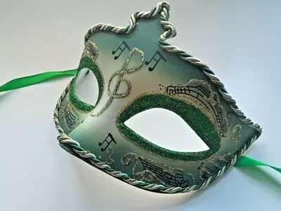 Green Venetian Style Masquerade Ball Party Mask Unisex Mens Womens New Years Eve • £6.50