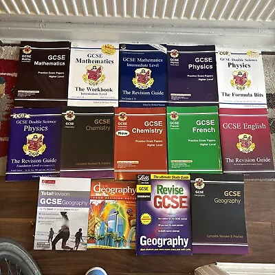 14 X GCSE CGP Letts English Maths Science Geography French Revision Books Bundle • £18.99