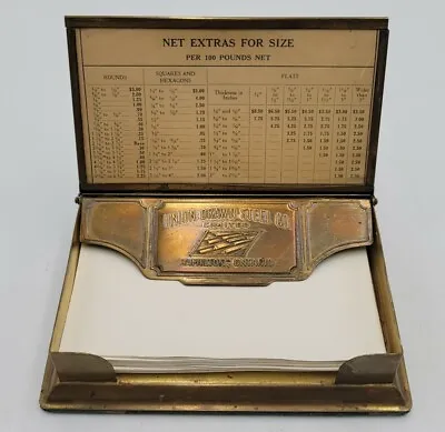 Vintage Notepad Holder Union Drawn Steel Co. J.E. Mergott Desk Note Holder • $29.99