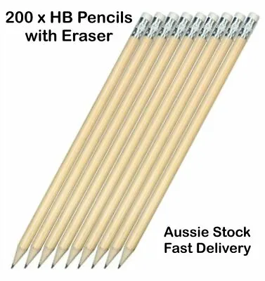 New 200 X Bulk Full Length HB Pencils With Eraser Wholesale Fast Gel Aust Post • $49.25