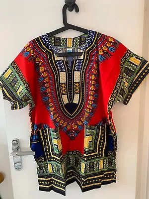 Mens Large RED Dashiki Shirt - Festival - Summer - Colourful RED - African -  • £15