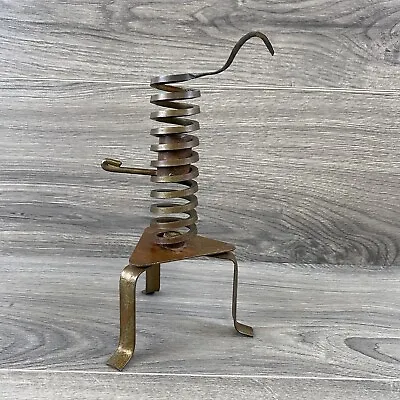 Vintage One Of A Kind Cast Iron Spiral Courting Candle Holder • $49.94