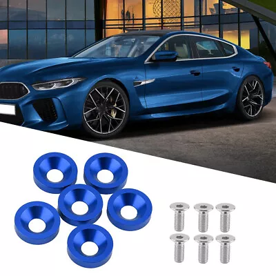 Blue 6pcs Car Motorcycle License Plate Frame Fender Bumper Engine Cover Washer/B • $10.04