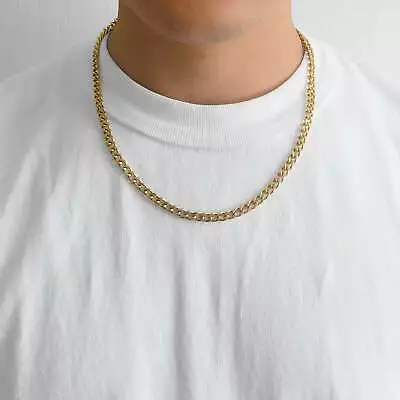 Men's 6mm Gold Plated Steel 18-24 Inch Cuban Curb Chain Necklace • £9.99