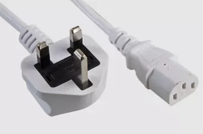 £0.99 • Buy 1m IEC C13 To 3 Pin Kettle Lead Mains Power Socket White PC Monitor TV Cable Etc