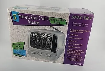 Spectra 5-BWR-W 5  Portable B&W Television W/ AM/FM Radio With Extras NEW • $59.99