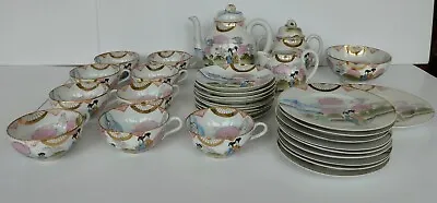 Japanese 9 Piece Very Fine Porcelain Kimono Tea Set With Teapot • £75