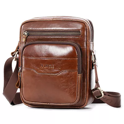 Mens Genuine Leather Shoulder Bag Messenger CrossBody Handbag Satchel Travel Bag • £19.29