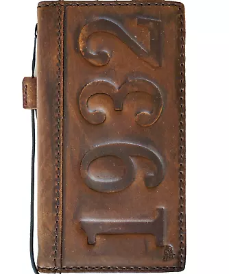 Genuine Leather Case Fo Iphone 14 13 12 Pro 15 Max Wallet Book Custom Vintage De • $44.99