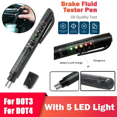 $3.49 • Buy Auto Liquid Testing Brake Fluid Tester Pen 5 LED Indicator Display For DOT3/DOT4