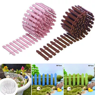 DIY Doll House Miniature Kit Decor Accessories Wood Fence Fairy Garden 90*5cm • £4.87