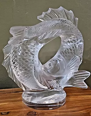 Lalique Deux Poissons Sculpture French Crystal Double Koi Fis 11  17.5 Lbsmint • £1898.41