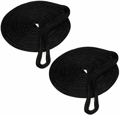 2PCS 3/8 Inch × 15FT Double Braid Nylon Dock Line Mooring Rope Anchor Line Black • $17.99