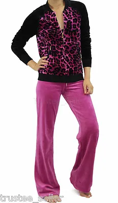 $220.99 • Buy NWT JUICY COUTURE Leopard Pink Magenta Velour Jacket Pants Tracksuit 2 Pces