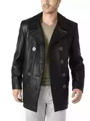 Jacket Soft Lambskin Black Blazer Coat Men Leather Blazer Double Breasted Button • $175