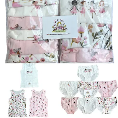 £7.99 • Buy Girls Fairy Underwear Knickers Vests Multipack Floral Pink White Childrens Kids