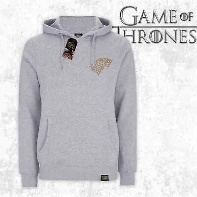 Official Game Of Thrones Stark Logo Grey Mens Hoodies Sweatshirts Pullover • £16.98