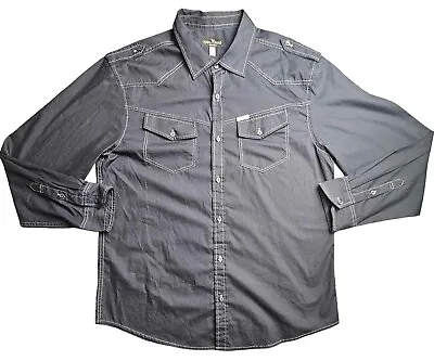 Marc Ecko Cut & Sew Western Shirt Men's XL Black Button Up Long Sleeve Classic • $12.26