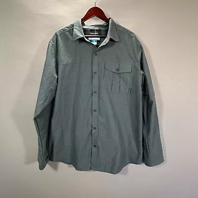 Columbia Shirt Mens XL Button Up Blue Flannel Long Sleeve Omni Wick Pocket Logo • $19.99