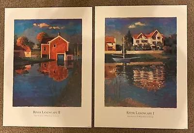 Max Hayslette Signed Prints River Landscape I & II Winn Devon Art Group ‘96 • $225