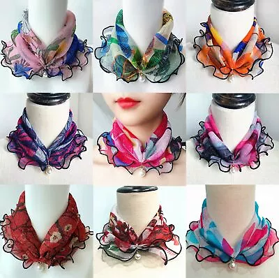 Women Ladies Lace Pearl Scarf Scarves Headband Headscarf Square Scarf Neck Wrap • £2.39