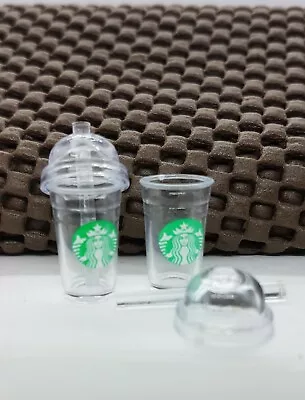 Coles Little Shop Mini Collectables - 2 Mini Starbucks Drinking Containers • $3.50