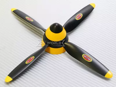 TopRC Hobby Airplane 4 Blade PROPELLER W/ Nose Spinner For P-51 Airplane YELLOW • $16.99