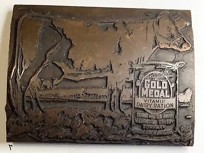 Vtg. Advertising Cow Gold Medal Vitamin Dairy Ration Ink Printing Plate (7) • $7