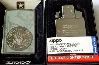 ZIPPO LIGHTER ARMY AMERICAN FLAG BUTANE INSERT DOUBLE ZIPPO ARMY 2013 Lighter  • $116.46