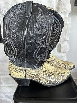 Vintage Genuine Python Snakeskin Cowboy Boots 13D - Made In USA • $88.76