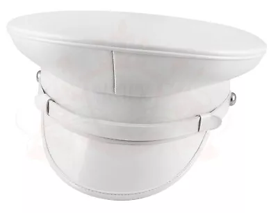 Military Marching Band White Peak Cap Peaked Hat Headgear  • £41.75