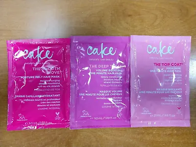 3 Pack: CAKE The Smooth Move/The Deep Treat/The Top Coat Hair Masks 1.69 Oz. W5D • $8.25