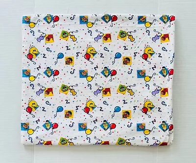 Vintage Sesame Street Fabric Flannel Big Bird Burt Ernie Balloons Colorful 2yds • $30