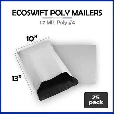 25 10x13 EcoSwift Poly Mailers Plastic Envelopes Shipping Mailing Bags 1.7MIL • $4.68