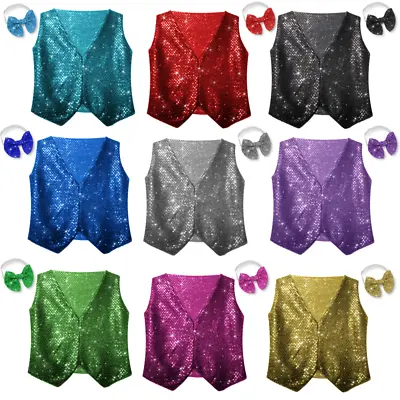 BOYS Waistcoat SEQUIN Sparkle Dance Vest Dance Party Show Costumes Theatre • £3.99