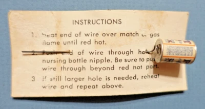 $7.95 • Buy Vintage/Original PET MILK Advertising Baby Bottle,Wire Nipple Hole Maker,on Card