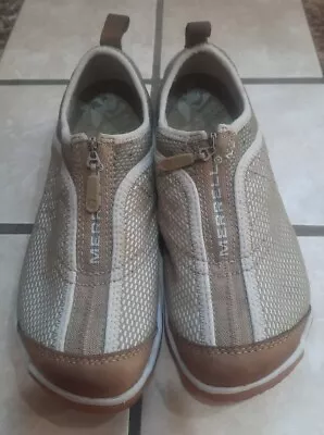 Merrell Lorelei Zip Up Mesh Deep Tan Women's Size 5.5 Slip On Athletic Shoes • $23