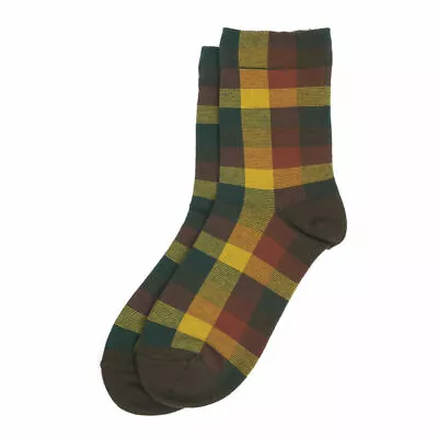 Warm Tone Check Maroon Mustard Brown Funky Quality Cotton-rich Socks Uk Size 4/7 • £5.35