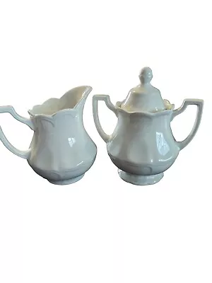 Royal Staffordshire Heirloom Ironstone Cream & Sugar Bowl Scalloped J & G Meakin • $24.99