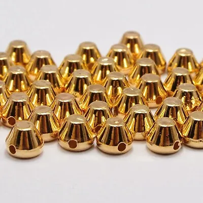 200 Gold Tone Metallic Rock Punk Flat Head Spike Rivet Acrylic Stud Beads 6X4mm • $2.96