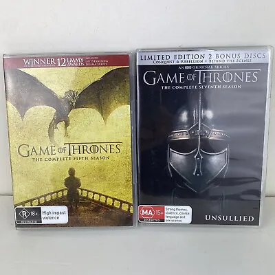 Game Of Thrones Complete Seasons 5 + 7 DVD Region 4 PAL VGC Free Postage • £21.58