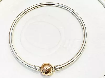 Authentic Pandora Rose Gold MET Ball Clasp Sterling Silver Bangle 19cm 580713 • $79