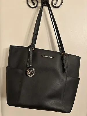 Michael Kors Jet Set Black Leather Zip-Top Tote • $45