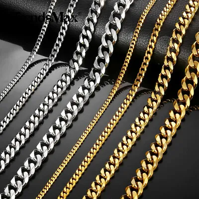 3/5/7/9/11mm Stainless Steel Silver/Gold Plated Mens Cuban Curb Necklace Chain • $9.49