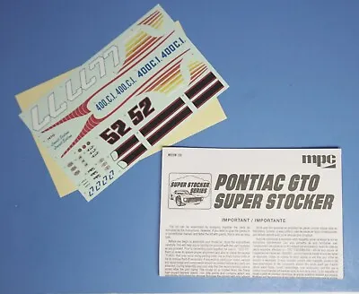 MPC 1970 Pontiac GTO Super Stocker Decals & Instructions 1/25 Scale • $5.99