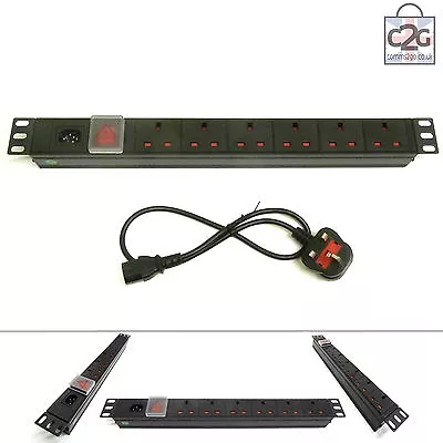 19  6 Way Detachable Power Strip UK Extension PDU Data IEC Rack Cabinet Mount • £29.99