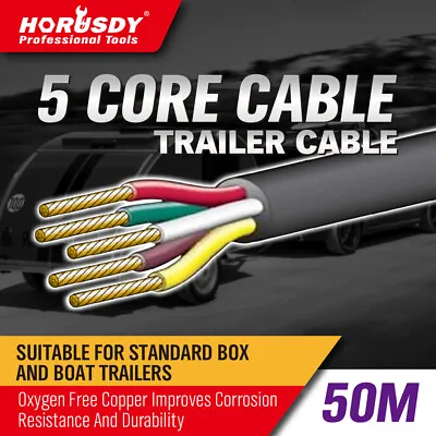 $72.99 • Buy 50M X 5 Core Wire Cable Trailer Cable Automotive Boat Caravan Truck Coil V90 PVC