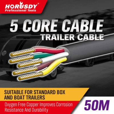 $72.99 • Buy 50M X 5 Core Wire Cable Trailer Cable Automotive Boat Caravan Truck Coil V90 PVC